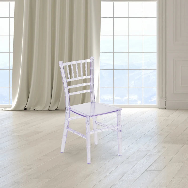 Sedia Chiavari in resina trasparente/bianca/rosa, impilabile, per bambini (set da 10)