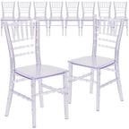 Sedia Chiavari in resina trasparente/bianca/rosa, impilabile, per bambini (set da 10)