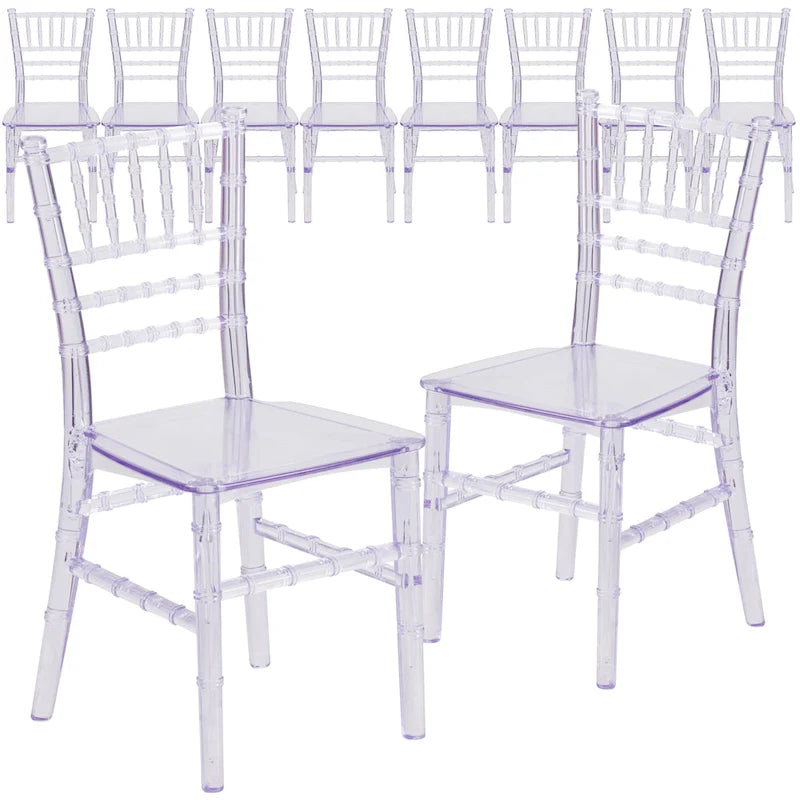 Sedia Chiavari in resina trasparente/bianca/rosa, impilabile, per bambini (set da 10)