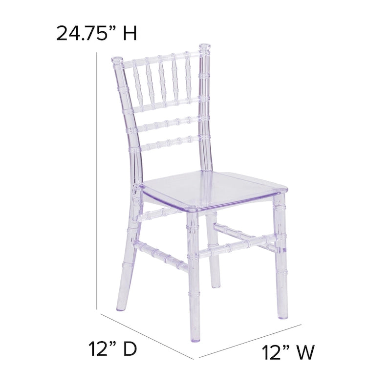Sedia Chiavari in resina trasparente/bianca/rosa, impilabile, per bambini (set da 10)