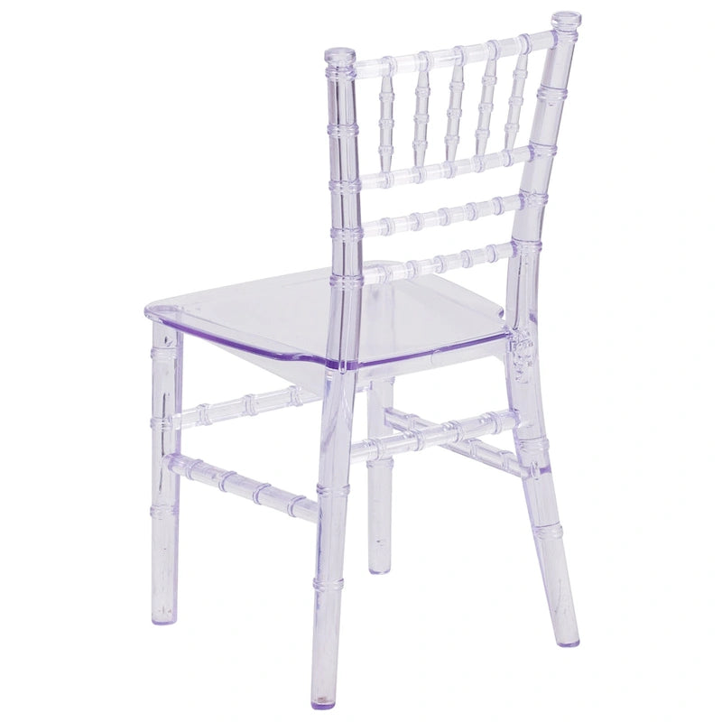 Sedia Chiavari in resina trasparente/bianca/rosa, impilabile, per bambini (set da 10)