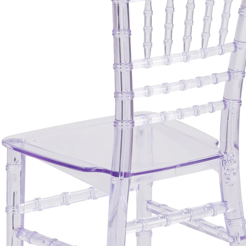 Sedia Chiavari in resina trasparente/bianca/rosa, impilabile, per bambini (set da 10)