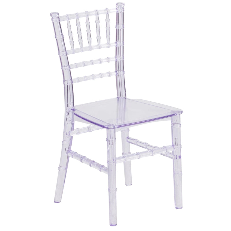 Sedia Chiavari in resina trasparente/bianca/rosa, impilabile, per bambini (set da 10)