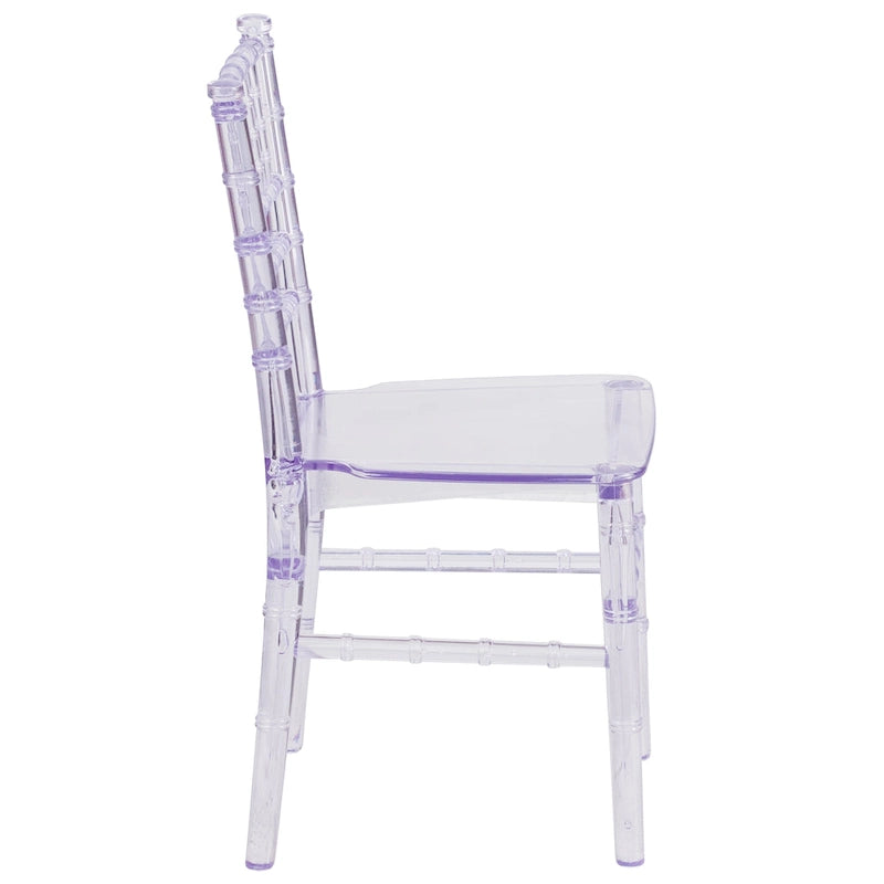 Sedia Chiavari in resina trasparente/bianca/rosa, impilabile, per bambini (set da 10)