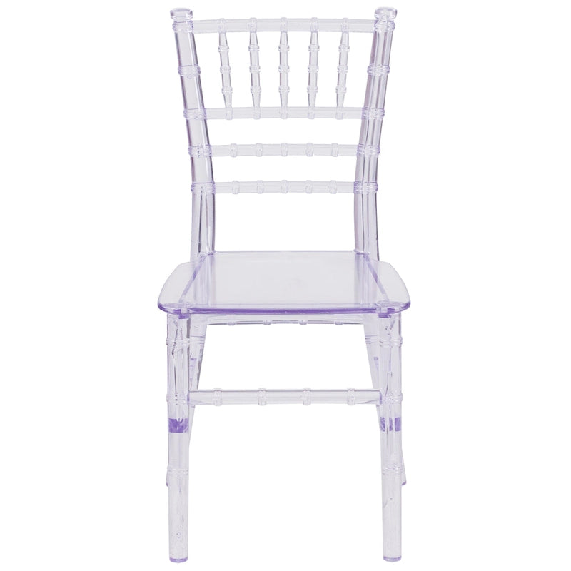 Sedia Chiavari in resina trasparente/bianca/rosa, impilabile, per bambini (set da 10)