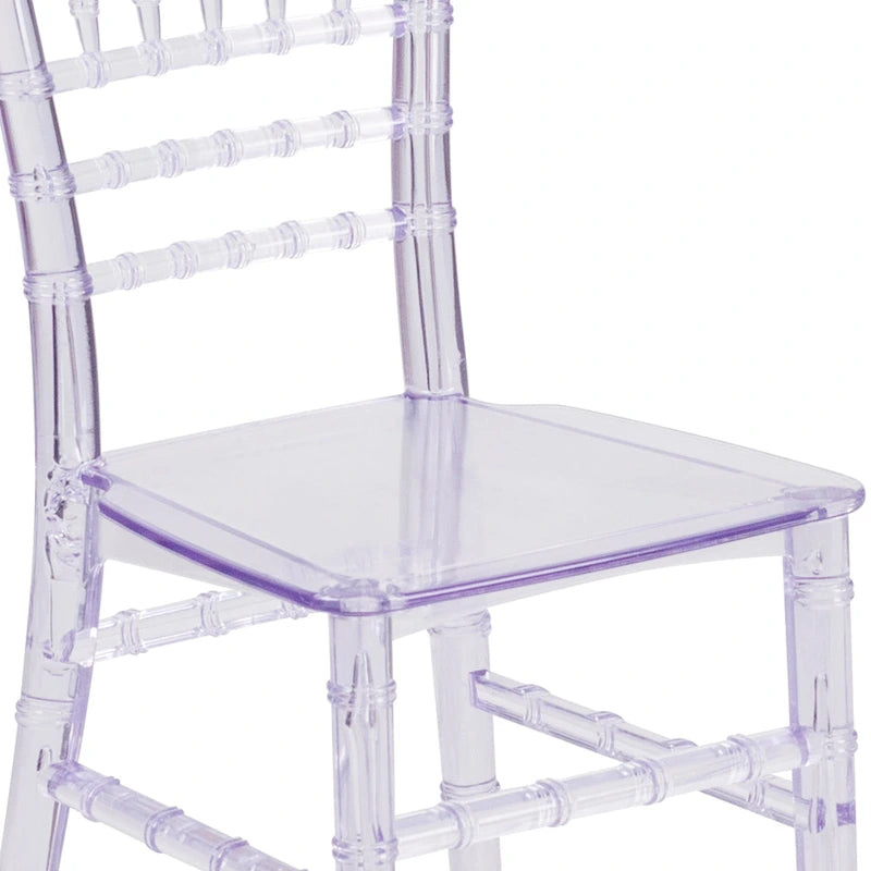 Sedia Chiavari in resina trasparente/bianca/rosa, impilabile, per bambini (set da 10)