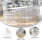 Sedia Chiavari in resina trasparente/bianca/rosa, impilabile, per bambini (set da 10)