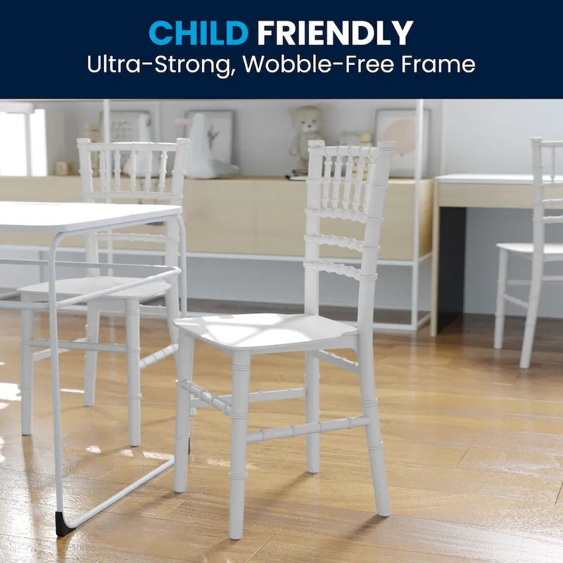 Sedia Chiavari in resina trasparente/bianca/rosa, impilabile, per bambini (set da 10)