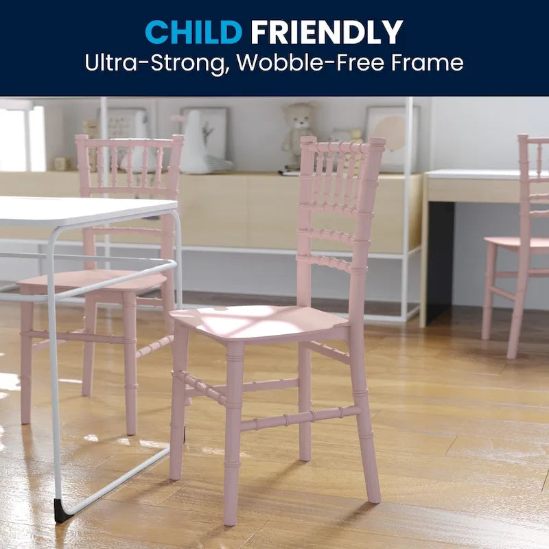 Sedia Chiavari in resina trasparente/bianca/rosa, impilabile, per bambini (set da 10)