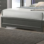 Letto a piattaforma a LED grigio metallizzato, stile contemporaneo, per 1-2 persone