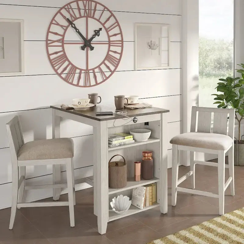 Sedia da banco in tessuto bicolore, marrone/grigio e bianco, set da 2