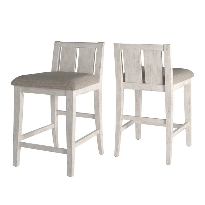 Sedia da banco in tessuto bicolore, marrone/grigio e bianco, set da 2