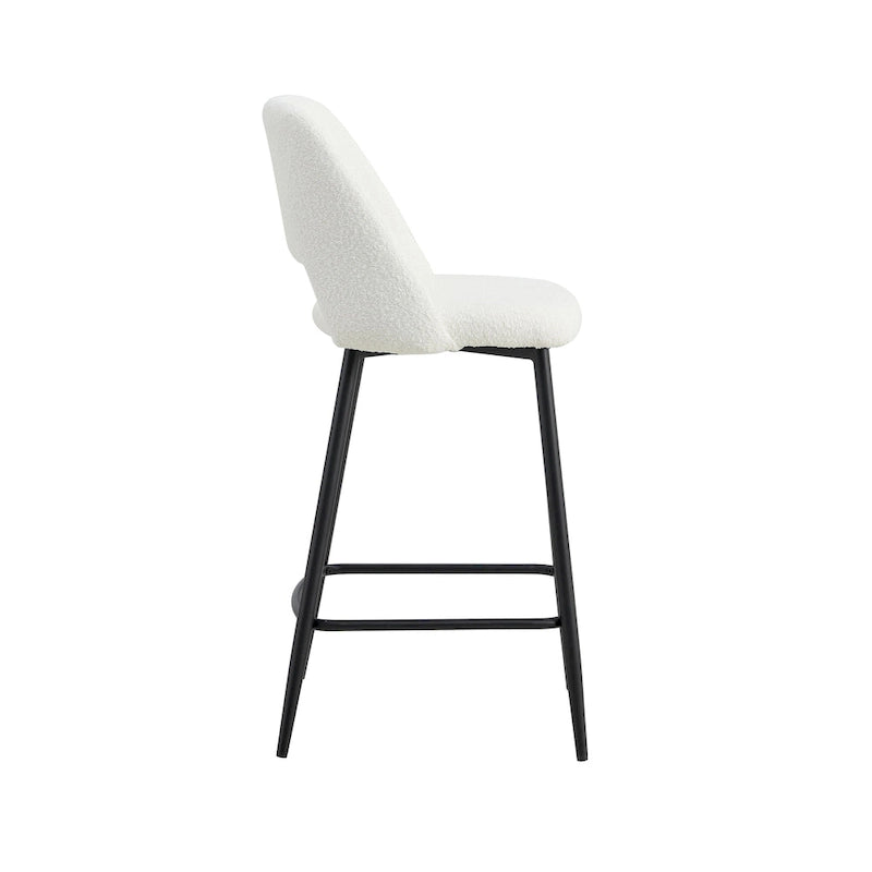 Sgabelli da bancone Bouclé Bianchi, schienale curvo, set da 2