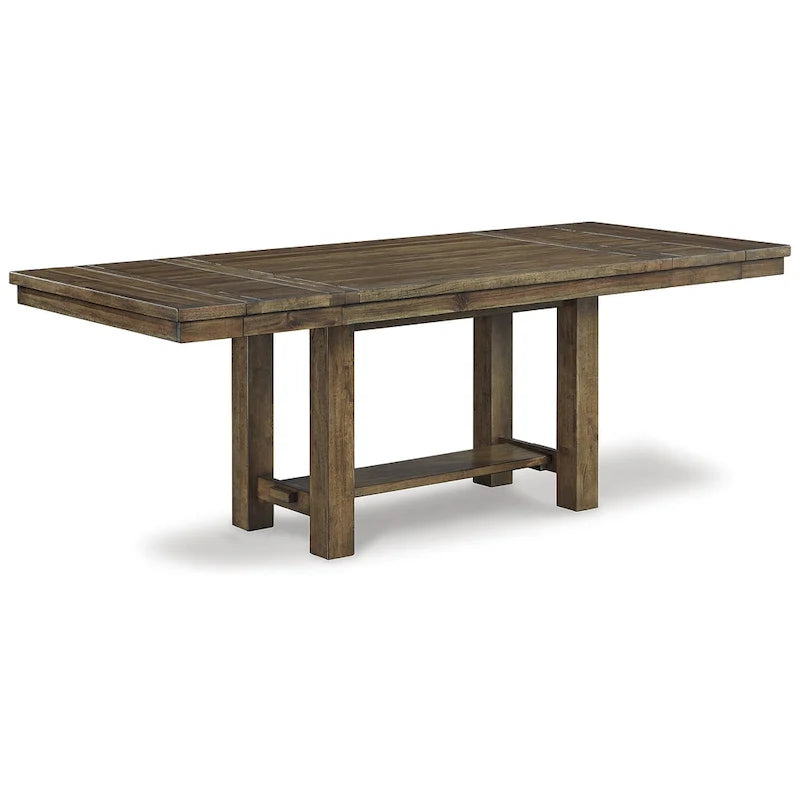 Set da pranzo allungabile 7 pezzi colore marrone grigiastro in stile rustico (ospita fino a 8 persone)