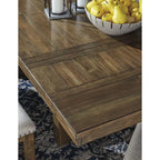Set da pranzo allungabile 7 pezzi colore marrone grigiastro in stile rustico (ospita fino a 8 persone)
