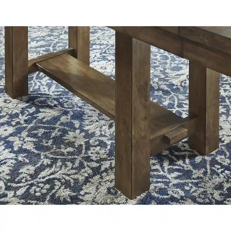 Set da pranzo allungabile 7 pezzi colore marrone grigiastro in stile rustico (ospita fino a 8 persone)