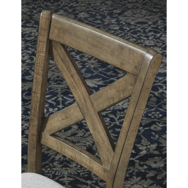 Set da pranzo allungabile 7 pezzi colore marrone grigiastro in stile rustico (ospita fino a 8 persone)