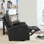 Poltrona Reclinabile Elettrica Monoposto Nera in Vera Pelle con Caricatore USB (1 Persona)