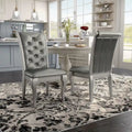 Sedia da pranzo grigia in similpelle, gambe color champagne, set da 2