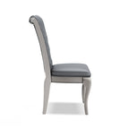 Sedia da pranzo grigia in similpelle, gambe color champagne, set da 2