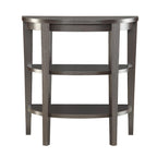 Tavolo console a semicerchio color espresso/mogano con ripiani a 3 livelli, montaggio unico