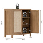 Madia Credenza a 2 ante in Rattan beige / quercia / nero
