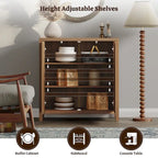 Madia Credenza a 2 ante in Rattan beige / quercia / nero