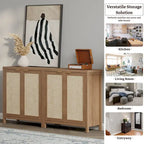Madia Credenza a 2 ante in Rattan beige / quercia / nero