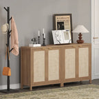 Madia Credenza a 2 ante in Rattan beige / quercia / nero