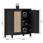Madia Credenza a 2 ante in Rattan beige / quercia / nero