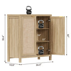 Madia Credenza a 2 ante in Rattan beige / quercia / nero