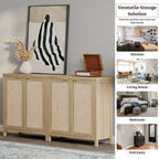 Madia Credenza a 2 ante in Rattan beige / quercia / nero