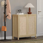 Madia Credenza a 2 ante in Rattan beige / quercia / nero