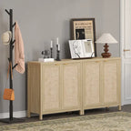 Madia Credenza a 2 ante in Rattan beige / quercia / nero