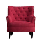 Poltrona a orecchioni capitonné, velluto/lino, seduta singola, larghezza 76 cm