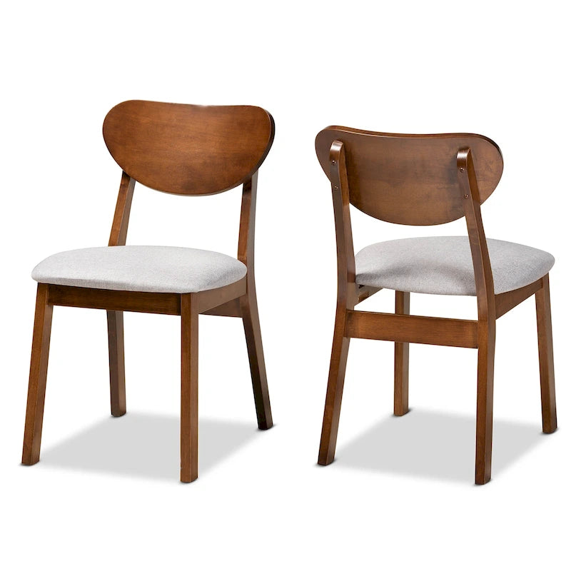 Sedia da pranzo di metà secolo grigia/beige, set da 2