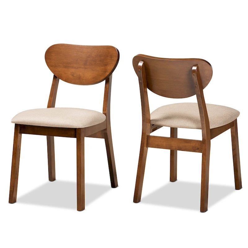 Sedia da pranzo di metà secolo grigia/beige, set da 2