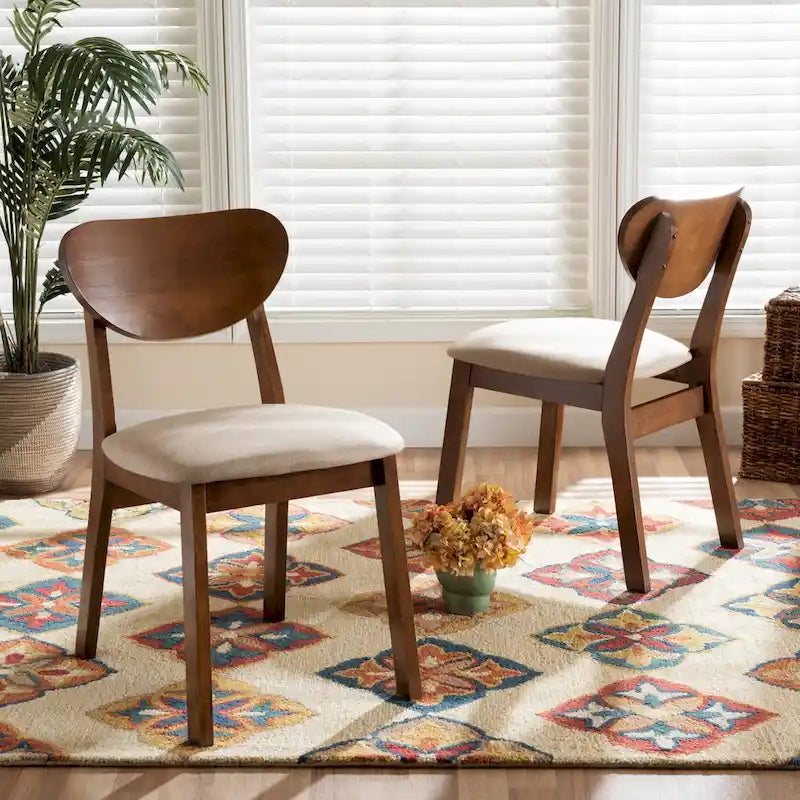 Sedia da pranzo di metà secolo grigia/beige, set da 2