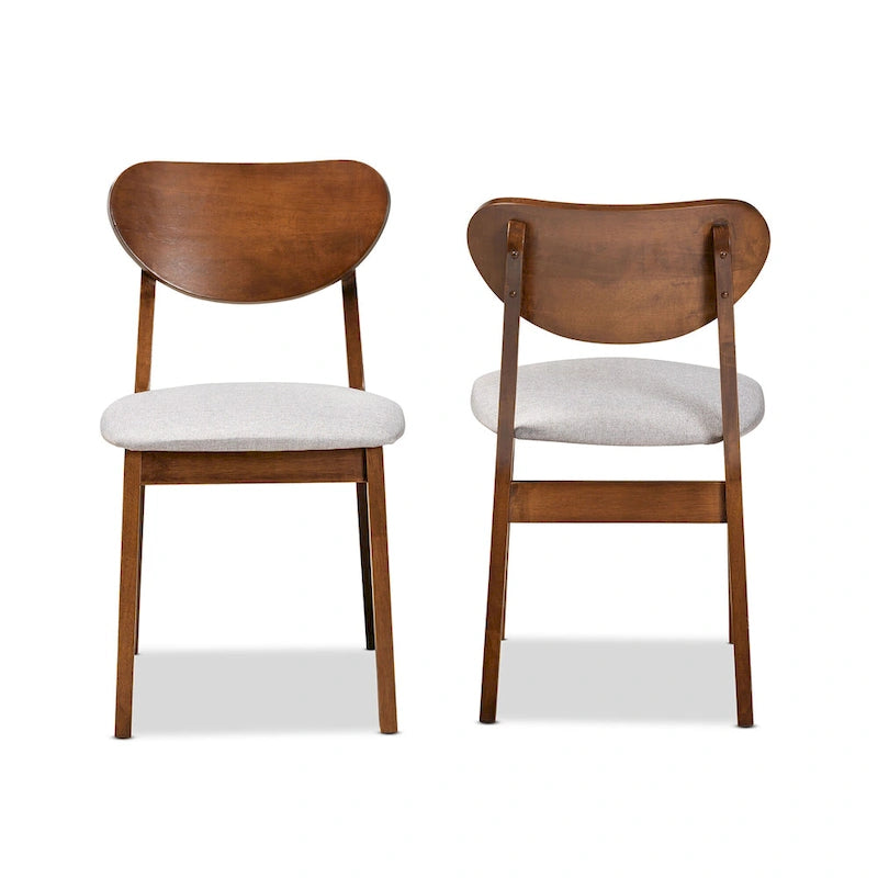 Sedia da pranzo di metà secolo grigia/beige, set da 2