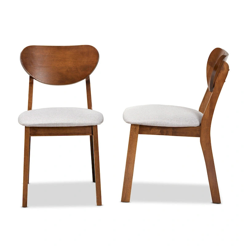 Sedia da pranzo di metà secolo grigia/beige, set da 2