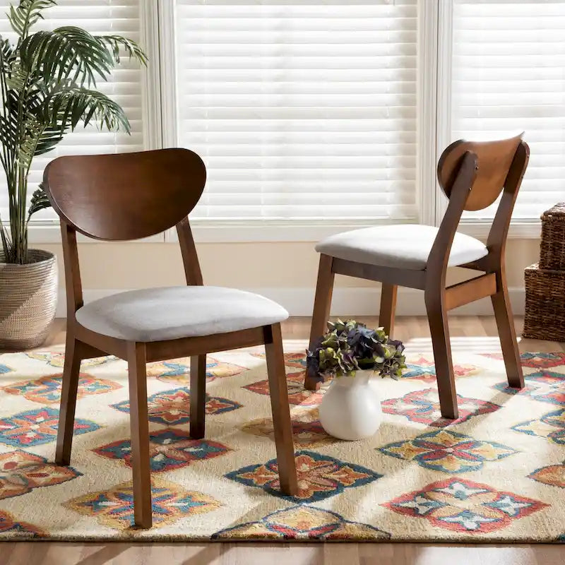 Sedia da pranzo di metà secolo grigia/beige, set da 2