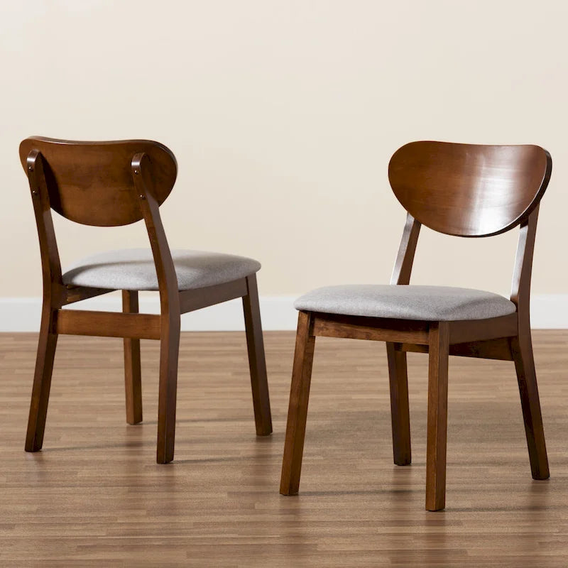 Sedia da pranzo di metà secolo grigia/beige, set da 2