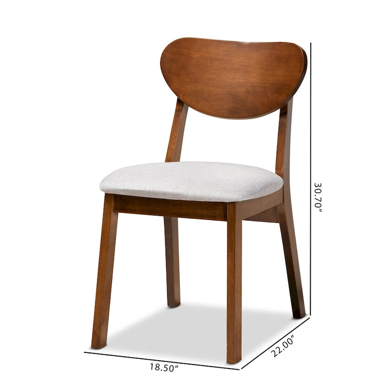 Sedia da pranzo di metà secolo grigia/beige, set da 2