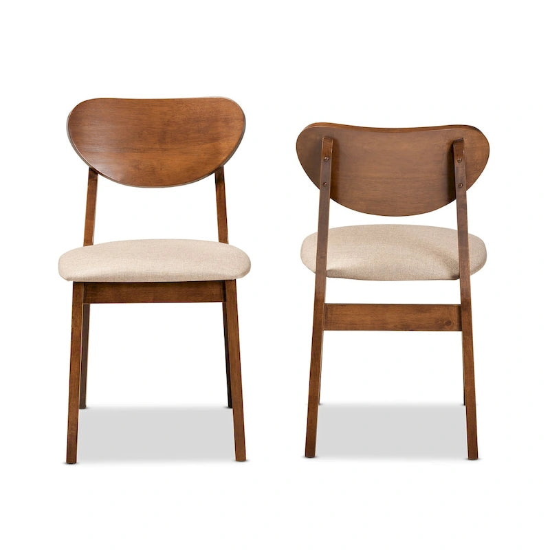 Sedia da pranzo di metà secolo grigia/beige, set da 2