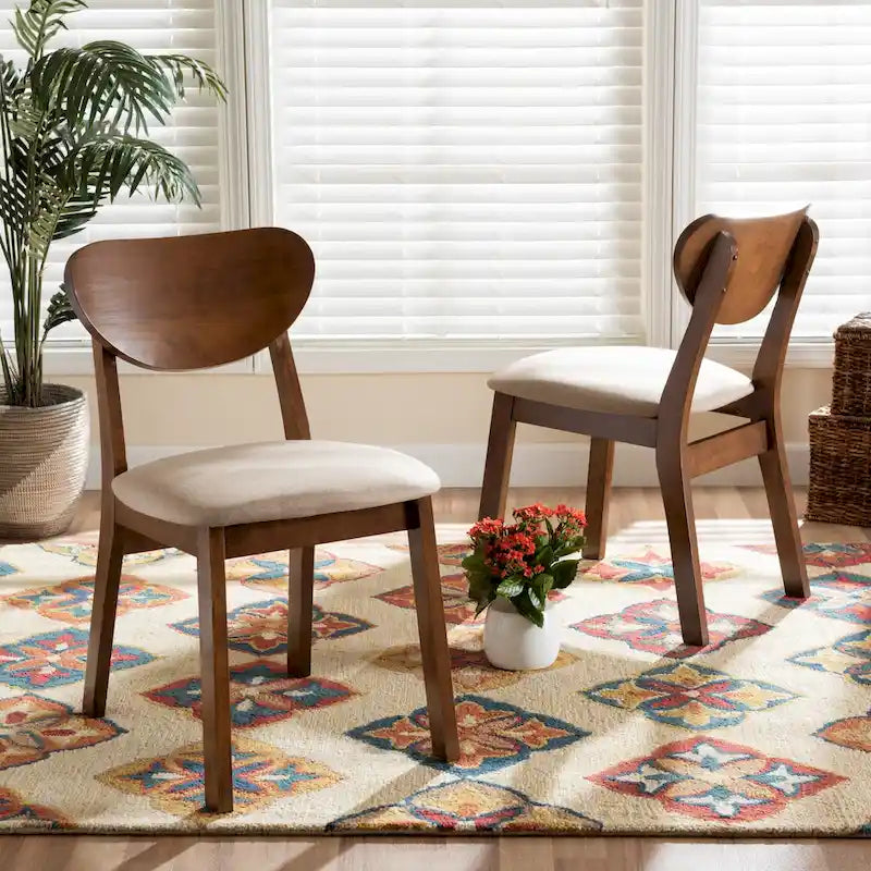 Sedia da pranzo di metà secolo grigia/beige, set da 2