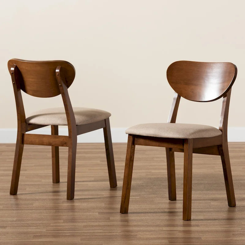 Sedia da pranzo di metà secolo grigia/beige, set da 2