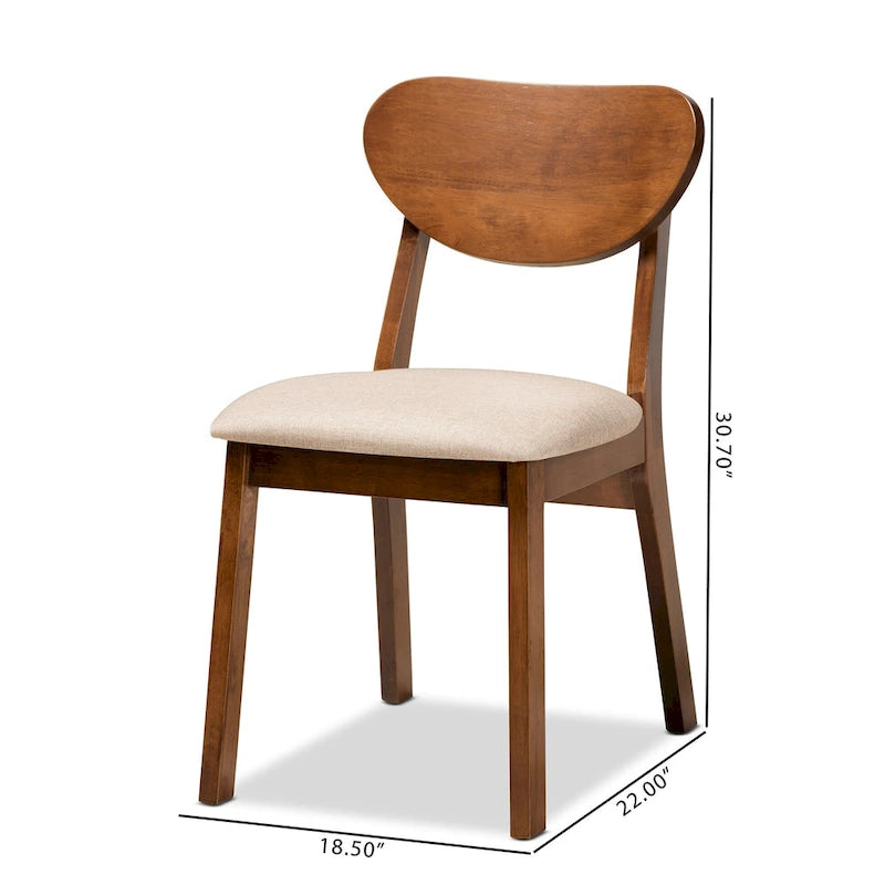 Sedia da pranzo di metà secolo grigia/beige, set da 2