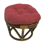 Poggiapiedi rotondo in rattan multicolore con cuscino trapuntato in microfibra, singolo