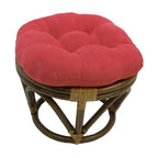 Poggiapiedi rotondo in rattan multicolore con cuscino trapuntato in microfibra, singolo