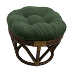Poggiapiedi rotondo in rattan multicolore con cuscino trapuntato in microfibra, singolo